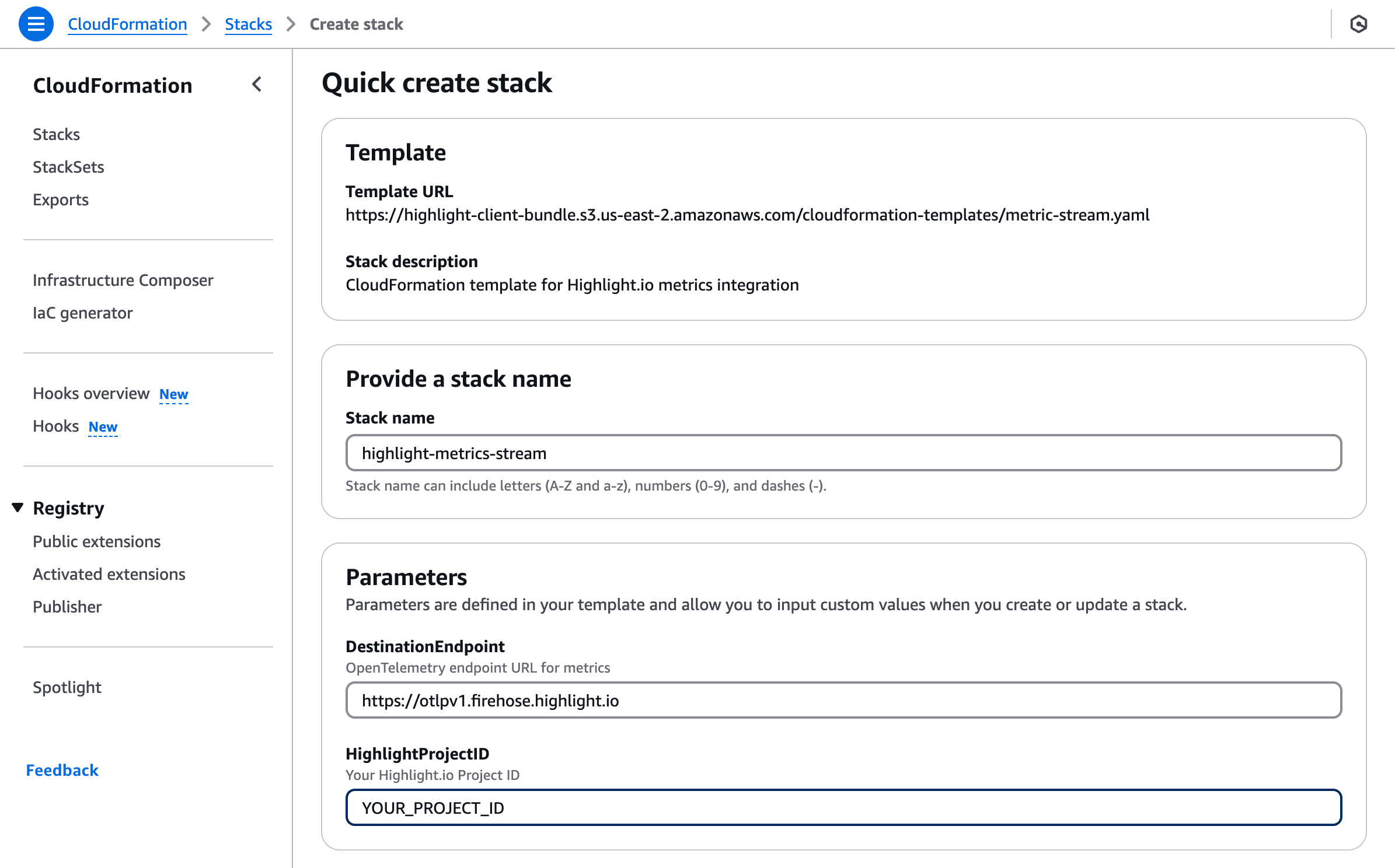 AWS CloudFormation Template Preview